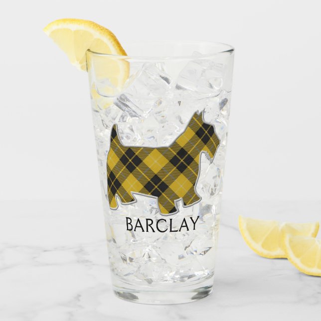 Clan Barclay Tartan Scottie Dog Glas (Vorderseite Ice)