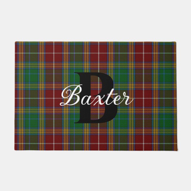 Clan Baxter Kariert Mit Monogramm Doormat Fußmatte (Vorderseite)