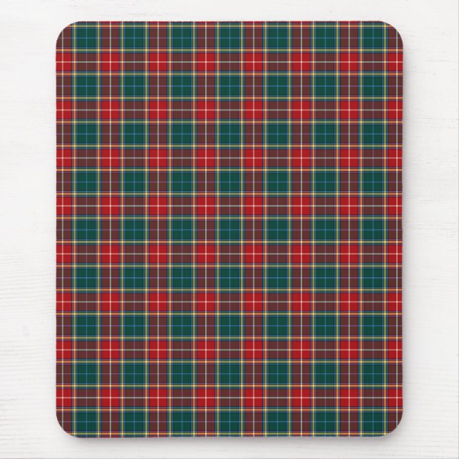 Clan Baxter Tartan Red and Forest Green Kariert Mousepad (Vorne)