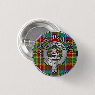 Clan Baxter Wappen & Tartan Button