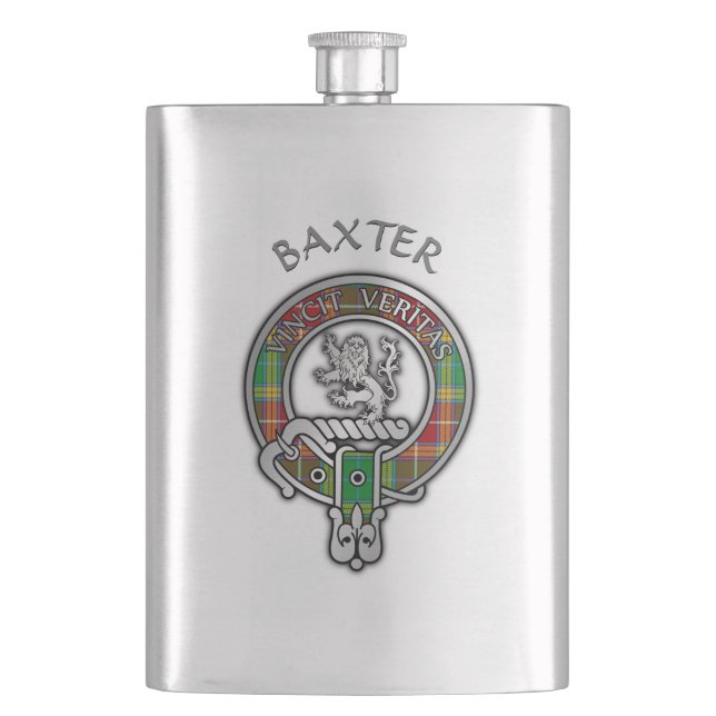Clan Baxter Wappen & Tartan Flachmann (Vorderseite)