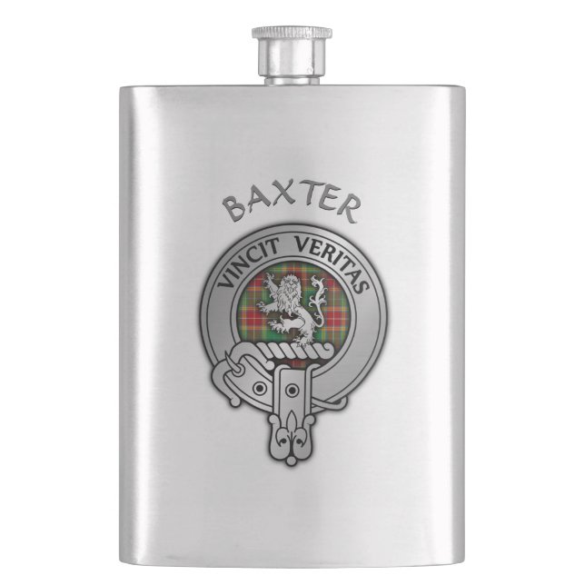 Clan Baxter Wappen & Tartan Flask Flachmann (Vorderseite)