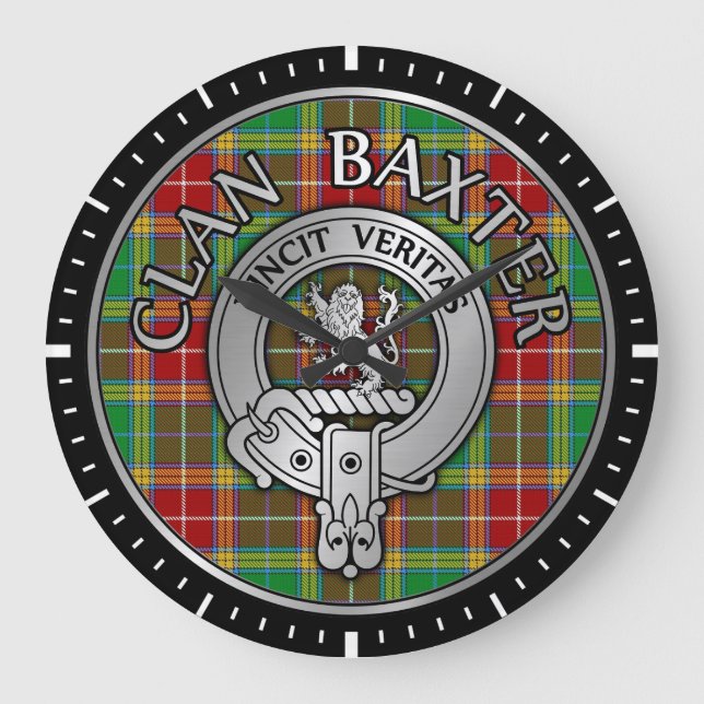 Clan Baxter Wappen & Tartan Große Wanduhr (Vorderseite)