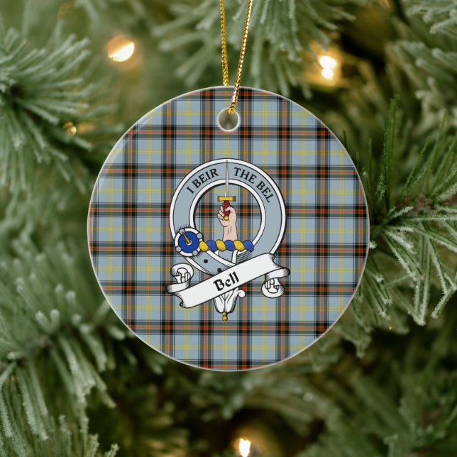 Clan Bell Abzeichen Tartan Kariert Keramik Ornament (Baum)