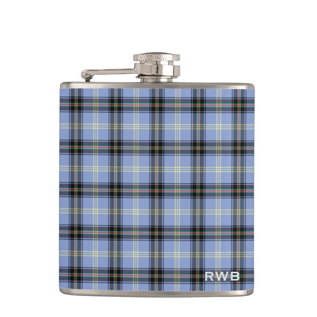 Clan Bell Tartan Monogram Flachmann (Vorderseite)
