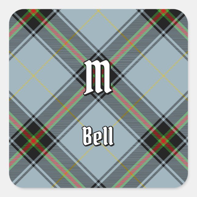 Clan Bell Tartan Quadratischer Aufkleber (Vorderseite)
