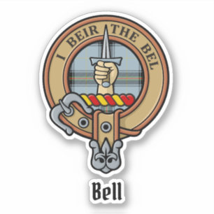 Clan Bell Wappen über Tartan Aufkleber