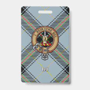 Clan Bell-Wappen über Tartan Ausweis