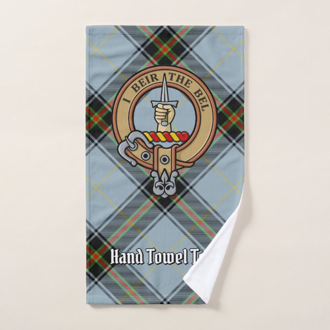 Clan Bell Wappen über Tartan Badhandtuch Set (Handtuch)
