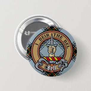 Clan Bell Wappen über Tartan Button