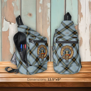Clan Bell Wappen über Tartan Crossbody Bag