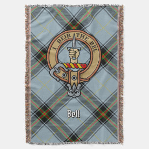 Clan Bell Wappen über Tartan Decke