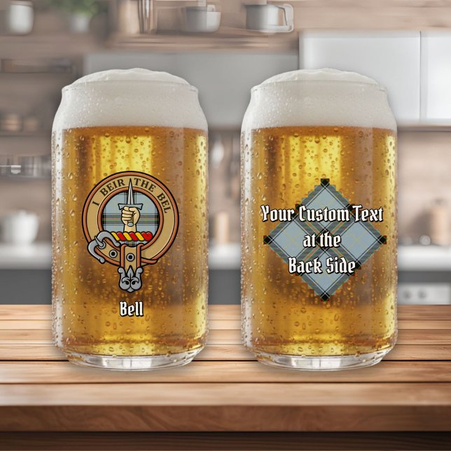 Clan Bell Wappen über Tartan Dosenglas (Von Creator hochgeladen)