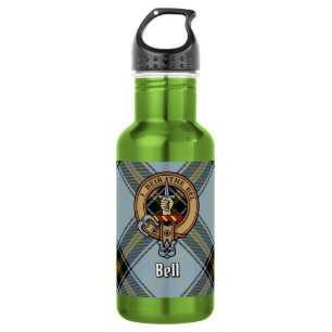 Clan Bell Wappen über Tartan Edelstahlflasche