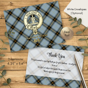 Clan Bell-Wappen über Tartan Folie Einladungspostkarte