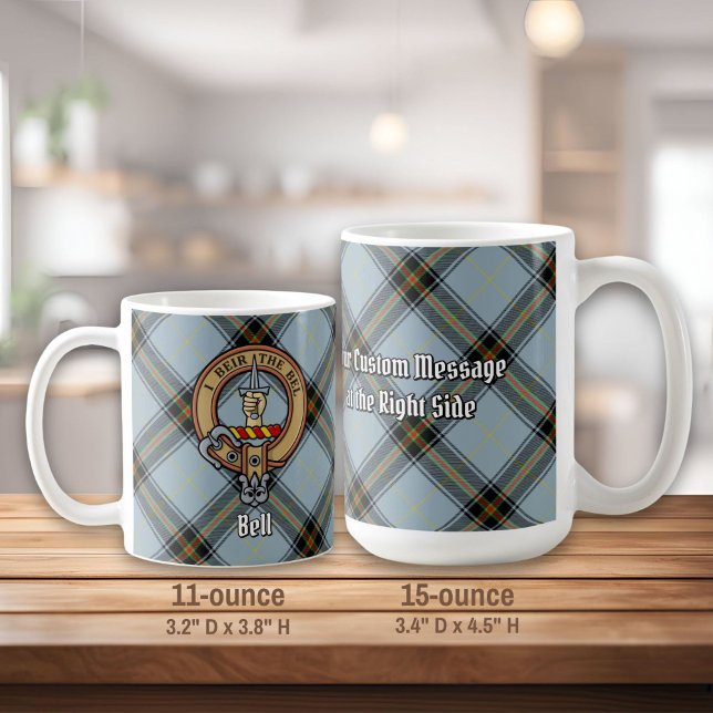 Clan Bell Wappen über Tartan Kaffeetasse (Von Creator hochgeladen)