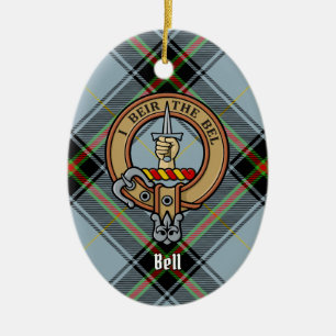 Clan Bell Wappen über Tartan Keramik Ornament