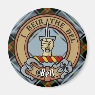 Clan Bell Wappen über Tartan Magnet