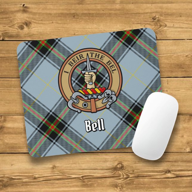 Clan Bell Wappen über Tartan Mousepad (Von Creator hochgeladen)