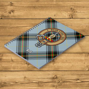 Clan Bell Wappen über Tartan Notizblock