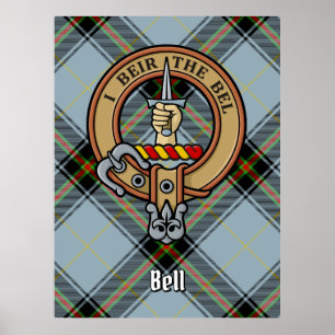 Clan Bell Wappen über Tartan Poster