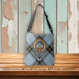 Clan Bell Wappen über Tartan Tragetaschen Mit Langen Trägern