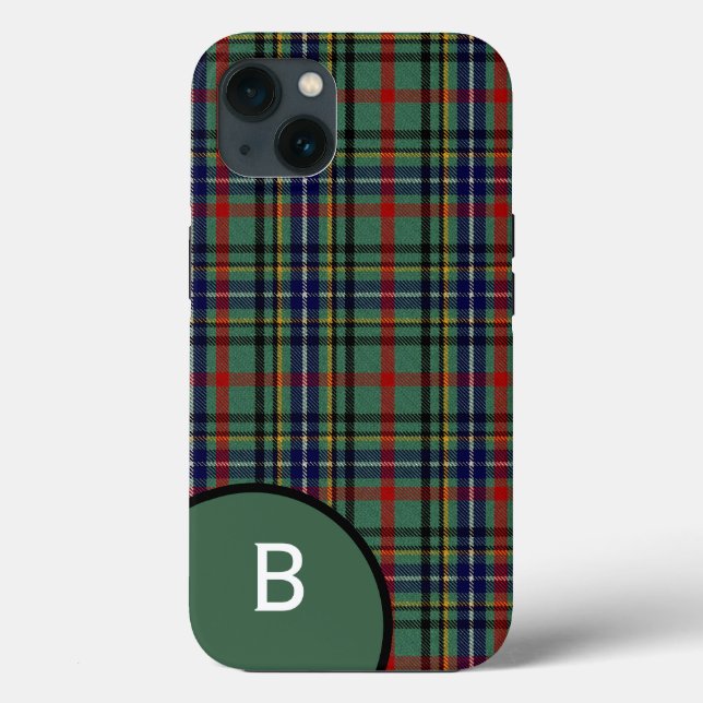 Clan Bisset Kariert Mit Monogramm Case-Mate iPhone Hülle (Rückseite)