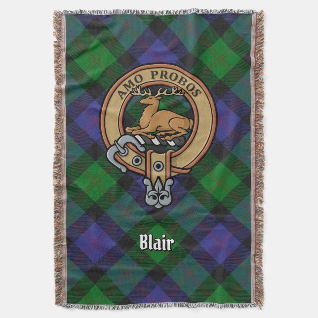 Clan Blair Crest over Tartan Decke (Vorderseite Vertikal)