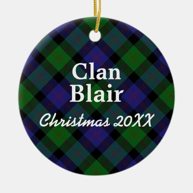 Clan Blair Scottish Tartan Keramik Ornament (Vorne)