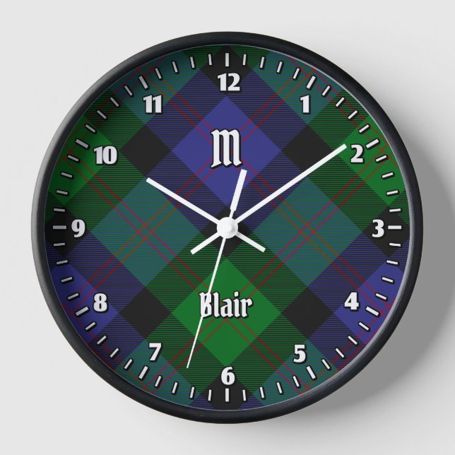 Clan Blair Tartan Large Clock Uhr (Vorderseite)