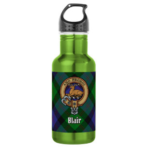Clan Blair-Wappen auf Tartan Edelstahlflasche