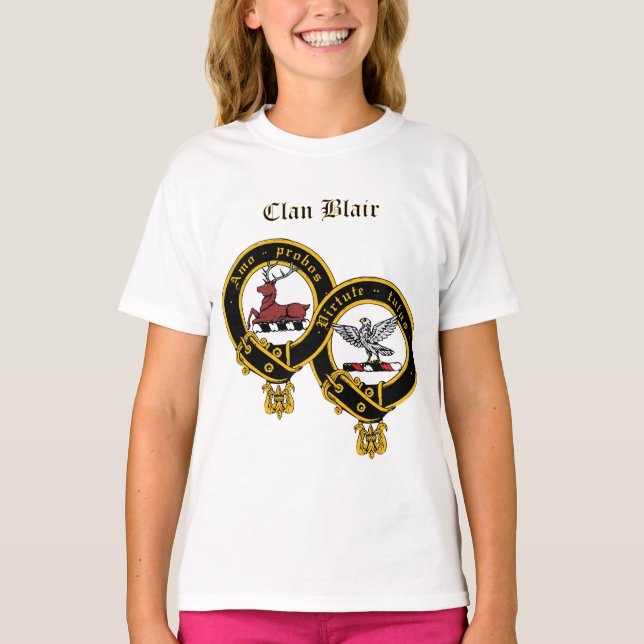 Clan Blair Wappen mit dem Namen Girl's Ruffle T -  T-Shirt (Vorderseite)