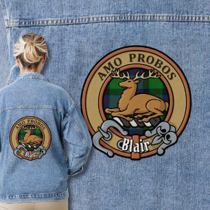 Clan Blair Wappen über Tartan Jeansjacke