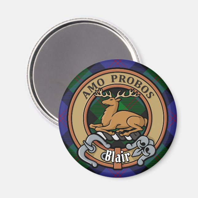 Clan Blair Wappen über Tartan Magnet (Vorderseite/Rückseite)