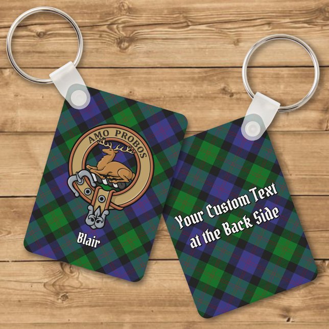 Clan Blair Wappen über Tartan Schlüsselanhänger (Von Creator hochgeladen)