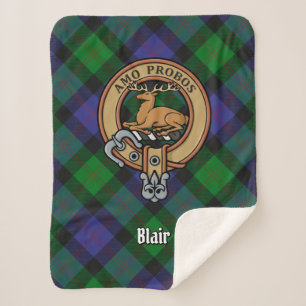 Clan Blair Wappen über Tartan Sherpadecke