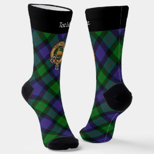 Clan Blair Wappen über Tartan Socken