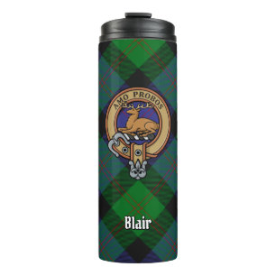 Clan Blair Wappen über Tartan Thermosbecher