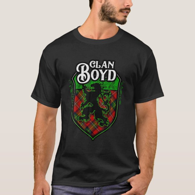 Clan Boyd Surname Scott Lion Rampant Cre T-Shirt (Vorderseite)