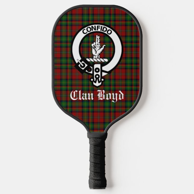 Clan Boyd Wappen Abzeichen & Tartan Custom Pickleball Schläger (Vorderseite)
