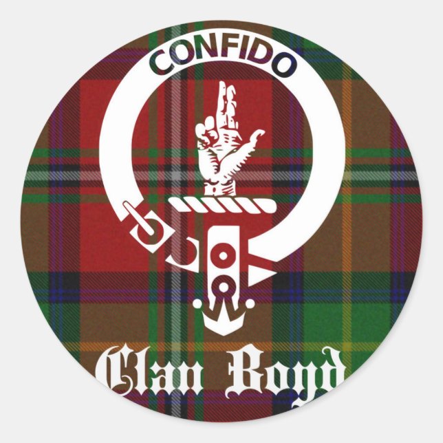 Clan Boyd Wappen Tartan Runder Aufkleber (Vorderseite)