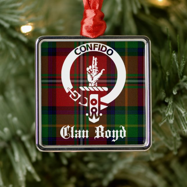 Clan Boyd Wappen Tartan Silbernes Ornament (Baum)