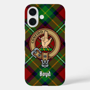 Clan Boyd Wappen über Tartan iPhone 16 Hülle