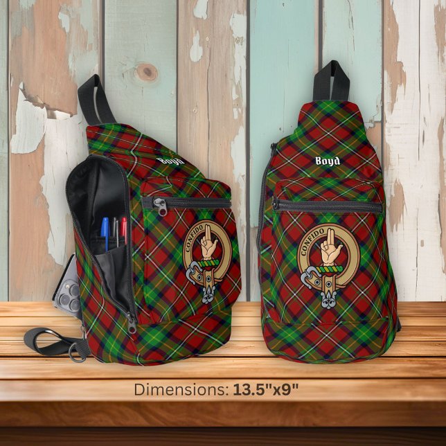 Clan Boyd Wappen über Tartan Crossbody Bag (Von Creator hochgeladen)