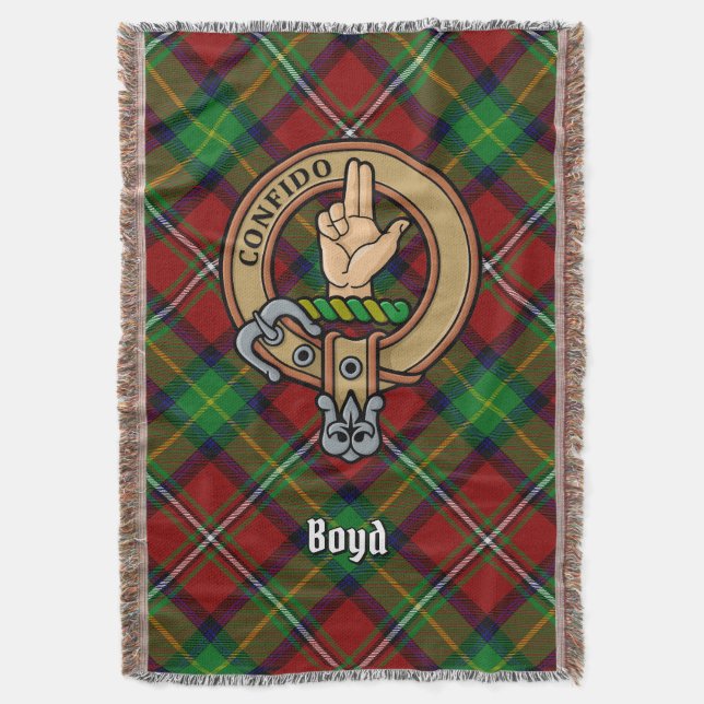 Clan Boyd-Wappen über Tartan Decke (Vorderseite Vertikal)