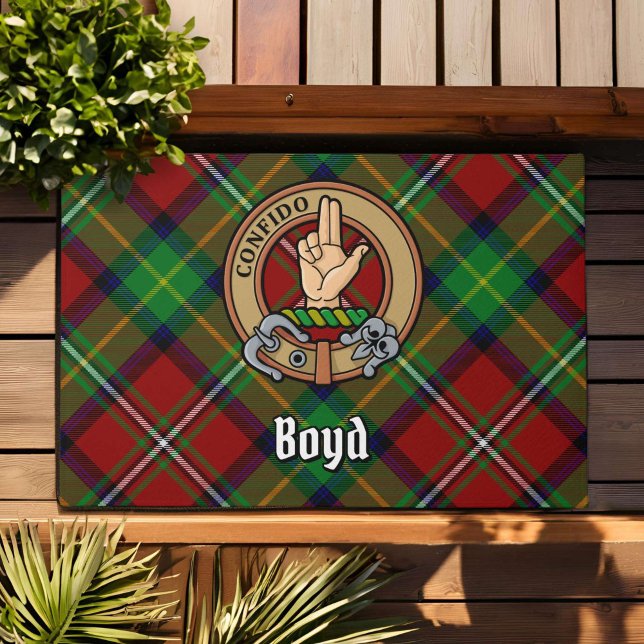Clan Boyd Wappen über Tartan Fußmatte (Von Creator hochgeladen)