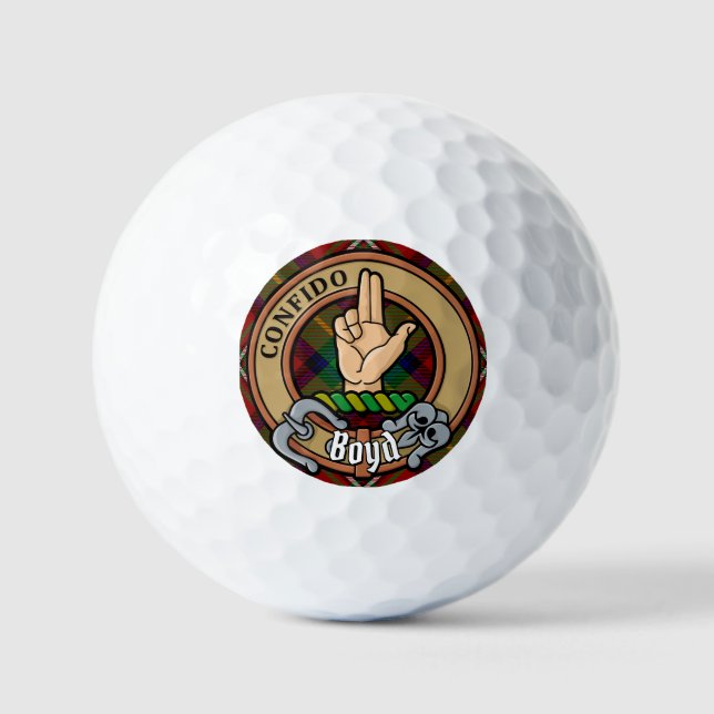 Clan Boyd Wappen über Tartan Golfball (Vorderseite)