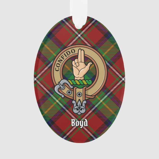Clan Boyd Wappen über Tartan Ornament (Vorderseite)