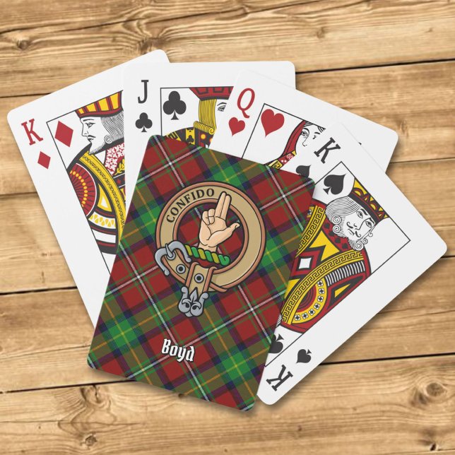 Clan Boyd Wappen über Tartan Spielkarten (Von Creator hochgeladen)