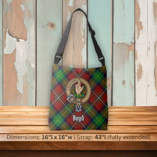 Clan Boyd Wappen über Tartan Tragetaschen Mit Langen Trägern